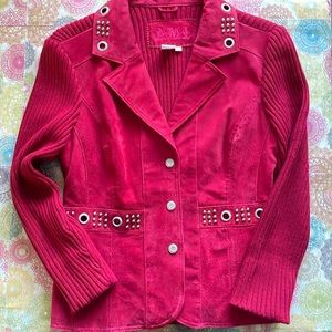 AMI Woman’s Vintage Leather Suede & Sweater Jacket